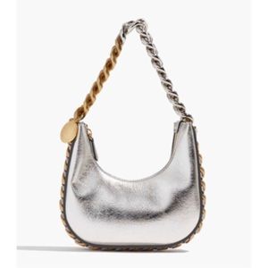 Stella McCartney Frayme Vegan Leather Platinum Shoulder Bag